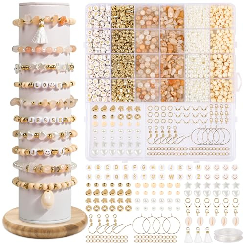 Yafane Armbänder Selber Machen Natürliche Amazonit Perlen für Armbänder Edelstein Perlen Set Kit DIY Bracelet Schmuck Halskette Ohrringe Kette für Kinder Erwachsene (Mehrfarbig C)