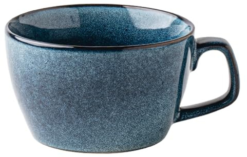 Tazza da zuppa blu, 600 ml, con manici, in ceramica, adatta al microonde e alla lavastoviglie