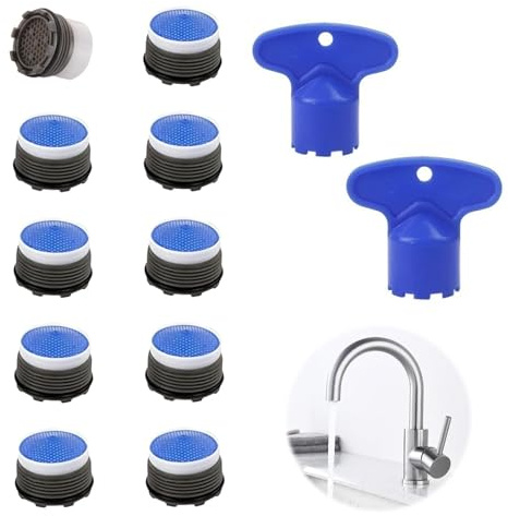 SANJSJHXJ Set di 12 rubinetti per acqua M16,5, filtro per acqua con chiave, risparmio idrico e anti-schizzo, strumenti fai da te per rubinetti da cucina e da bagno