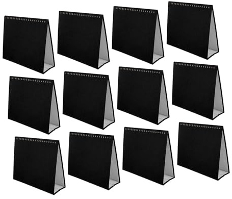 ROMISBABA 12 Stück Teiliges DIY Tischkalender Dreieckiger Perlmutt Schwarz Kalenderständer Blanko Basis für Kreative Terminplaner Büro Dekoration