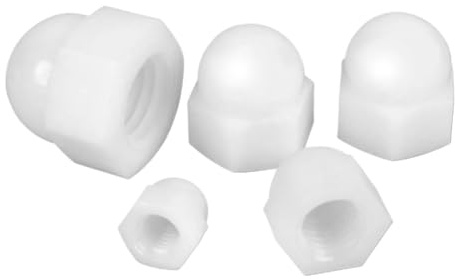 Lot de 5 à 100 écrous hexagonaux en plastique, blanc et noir, capuchon décoratif en nylon, écrou borgne demi-cercle M3 M4 M5 M6-M20, capuchon hexagonal(White,M18 (5pcs))