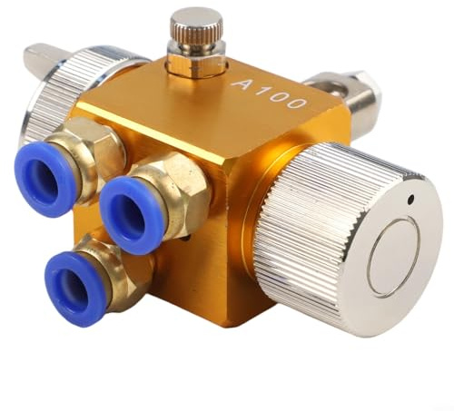Oniissy Herramientas de pulverización automática A-100 Boquilla de pulverización neumática con regulador de presión de aire ajustable 2.5-3.0bar, aguja de acero inoxidable, múltiples tamaños de