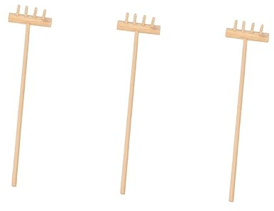 HEALSOPTHY Mini Zen Garden Rakes Bamboo Four Tine Desktop Tool 3 Pcs
