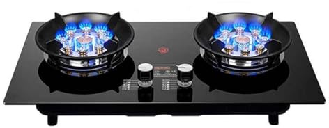 Campervan Cooktops,5.2kw 2 Burners Gas Hob,Tempered Glass Gas Stoves,9-cavity High Fire Timer,with Flameout Protection,NG/LPG Source Kit(LPG)