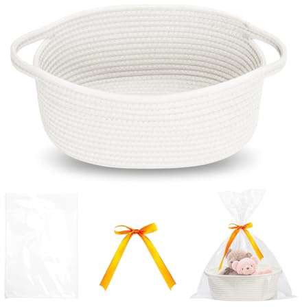 GIDWRIY Panier Rangement en Corde de Coton Tressé,Panier Table a Langer Bebe,Paniers de Décoration Salle de Bain,Paniers Présentation Cadeau,Boite Organisateur Tressée,Corbeille Rangement Jouet