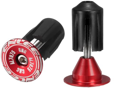 QUARKZMAN Tapones Para Manillar De Bicicleta Tapas De Extremo De Barra De Aluminio Ajuste De 24-35mm Bloqueo Expansivo Con Tornillo Para MTB Carretera BMX Bicicleta De Piñón Fijo Rojo