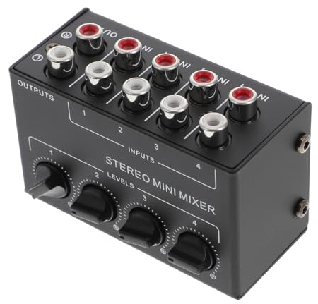 Cabilock Mezclador Ultra bajo Ruido Portátil de Audio de 4 Canales Pasivo sin Necesidad de Alimentación Externa para Instrumentos y Grabación Profesional