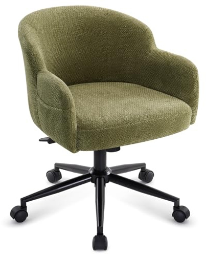 IWMH Bürostuhl,Schreibtischstuhl,Modern Homeoffice Stuhl mit Seitentasche | Höhenverstellbarer Schminkstuhl, Drehstuhl für Arbeitszimmer, Schlafzimmer und Dressingraum (Grün)