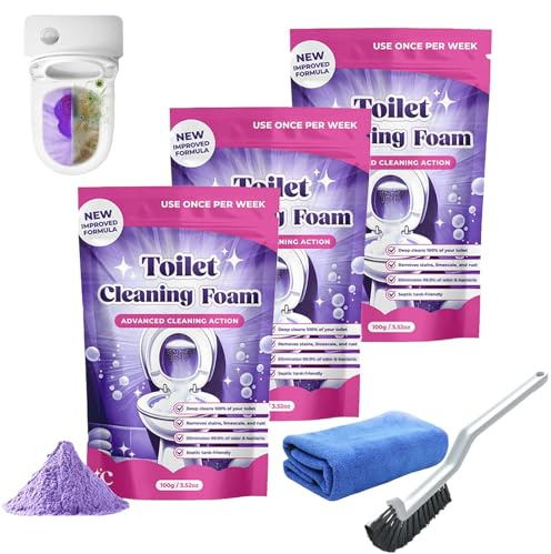 WC-Reiniger, Toilet Cleaning Foam, Toilet Cleaner, 2026 Neuer WC-Reinigungsschaum, WC Schaum, WC Reiniger Extra Stark, um die Toilette Hell und Frisch zu Machen mit 1 Toilettenbürste,1 Reinigungstuch
