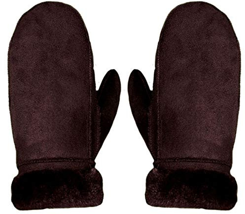 Aisi Women Winter Suede Thermal Mittens Fleece Lined Warm Gloves with Turn Back Cuff …