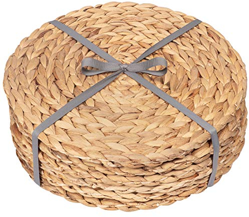 Dehaus® Set di 6 Tovagliette Rotonde da Portata da 30cm Ecologiche e Naturali Fatte a Mano con Giacinto – Sottopiatto e Sottopentola Resistente al Calore – Ottima Idea Regalo