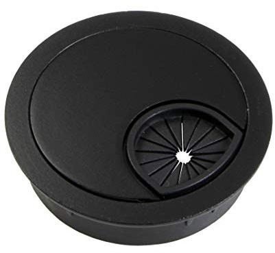 Gedotec Metall Kabeldurchlass Schreibtisch Kabeldurchführung rund - STYLE für Möbel - Wand & Tische | Stahl schwarz matt | Kabelführung zum Eindrücken | Gesamt-Ø 56 mm | 1 Stück - Design Kabel-Ausgang