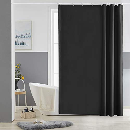 Furlinic Duschvorhang Waschbar Textil Stoff für Badewanne Schwarz 150x180cm