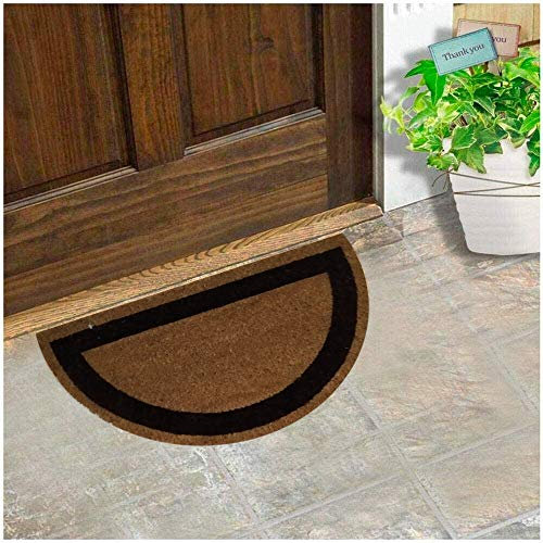 COMERCIAL CANDELA FELPUDOS Y ALFOMBRAS Felpudo para Puerta de Casa de Fibra de Coco Liso de 15 mm Antideslizante | Cenefa Color (Marron, 30_x_55 CM)