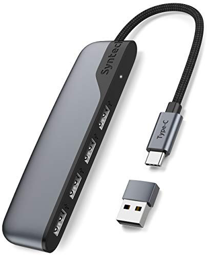 Syntech USB C Hub, 4 Ports Typ C Auf USB 3.0 Hub mit einem USB C Adapter, Thunderbolt 3 Splitter, Kompatibel mit MacBook Air, iPhone 15 Pro/Pro Max, Galaxy, Surface Go, XPS, iPad