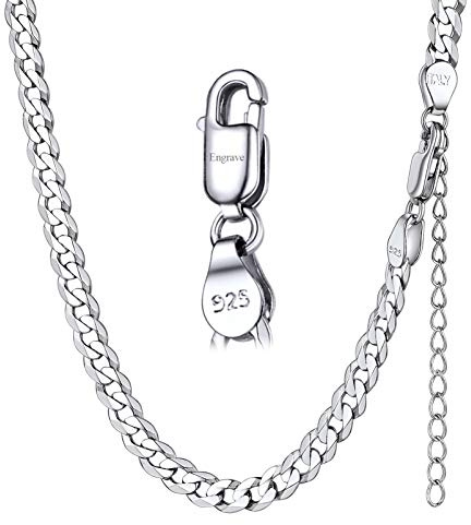 Silvora Chaine Homme en Argent 925 Massif Prénom Personnalisé 55cm 5mm Chaîne Collier Argent Maille Gourmette Cubaine pour Femme Homme Bijoux Cadeau Noël Anniversaire avec Boîte