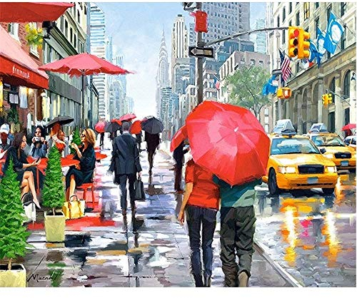 Puzzles 3000 Teile, Ballon Landschaft Rahmenpuzzle, Puzzle Spiel Geschenk, DIY Puzzle Würfel New Yorker Straßen im Regen Impossible Puzzle, Geschenk Geschicklichkeitsspiel für die Ganze Familie
