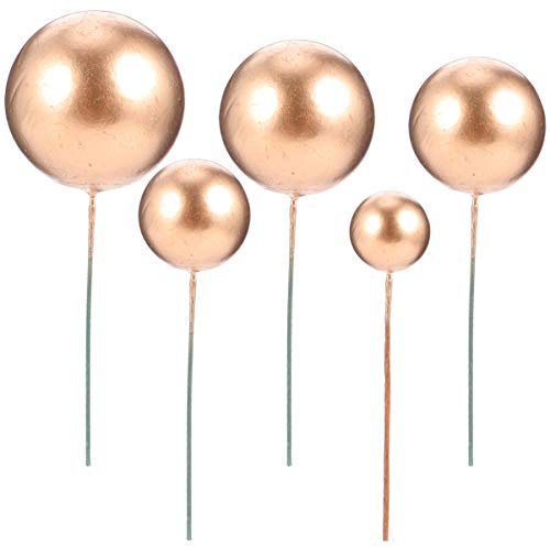 TOYANDONA 30 Pcs Balloon Cake Toppers, Gold Foam Cupcake Toppers Pearl Cake for Birthday Party Cake Decorations