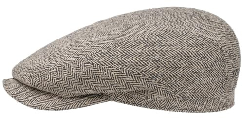 Stetson Belfast Silk Schiebermütze Herren Made in EU Frühjahr Sommer Flat Cap beige-schwarz 61 cm