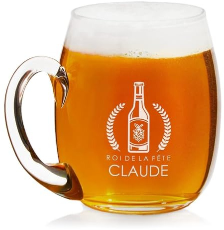 Maverton Chope à bière avec gravure, Verre personnalisé de 50 cl | Cadeau d’anniversaire pour homme, Cadeau pour amateurs de bière, Pour parents, Roi