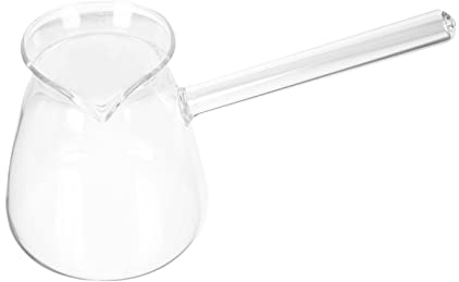 Housoutil Arabic Coffee Pot Glass Turkish Coffee Pot with Handle, Milk and Butter Warmer, Stovetop Tea Maker Coffee Maker, Heat- Resistance Hot Chocolate Melting Pot, 450ML