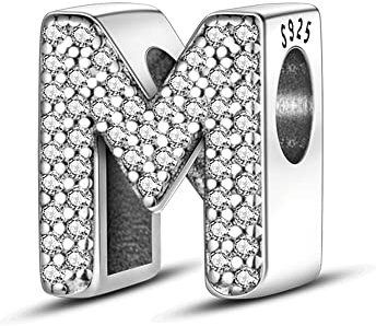 Pandach Damen Charm Anhänger Buchstabe für Armband 925 Sterling Silber Charms Beads passend für Armband und Halskette, Kompatibel mit Europäischen Armbändern für Frauen Mädchen