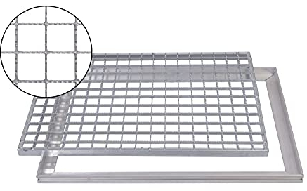 Gleitschutz Gitterrost 75x50cm Maschenrost 30/30 mit ACO ALU Einbaurahmen Zarge Schuhabstreifer