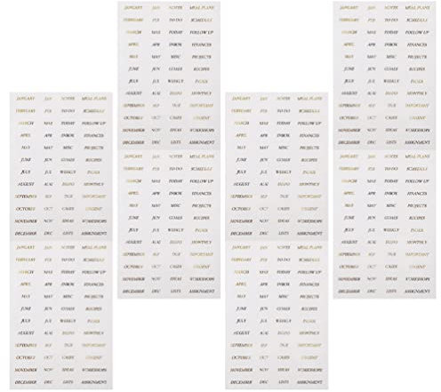 NUOBESTY 8blätter Aufkleber Für Scrapbooking Und Notizbuch Dekoration Transparente Pet Goldfolie Sticker Mit Monats Und Projektphrasen Für Projekte