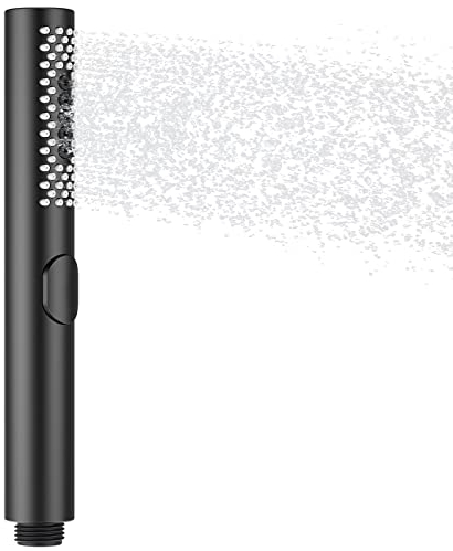 STARBATH Alcachofa de mano para baño, redonda, ahorro de agua, con 3 funciones, boquilla de silicona antical, ABS Matrial, color negro mate