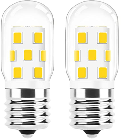 E17 LED Bulb Dimmable, 30W-40W Incandescent Equivalent, Warm White 3000K, Fit for LG Whirlpool Frigidaire Kenmore GE Over The Range Microwave, 125V 3W 360LM, Repalces 6912W1Z004B, 8206232A, 2Pcs