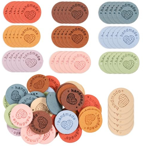worahroe 50Stk Handmade Label zum annähen,handgefertigte Etiketten,10 Farbe | Handgefertigte Wildleder-Etiketten Kunstleder-Etiketten Nähen Stricken DIY Dekoration Zeichen 1,5x4,2cm Handmade Label Häkeln