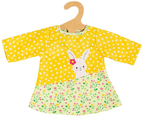 Heless 1355 - Puppenkleidung im Design Bunny Lou, Tunika-Kleid mit Hasenapplikation und Blumenmuster für Puppen und Kuscheltiere der Größe 28-35 cm