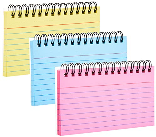 FRIUSATE 150 Sheets Flash Cards 3x5 Inches Spiral Bound Index Cards Colored Ruled Index Cards with Ring Colorful Notecards Flashcards for Studying Nursing School Office Taking to Do List