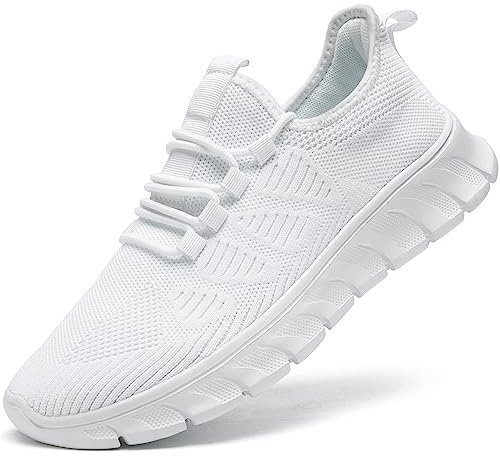 Ladies Trainers Women Shoes White Slip On Walking Running Sneakers Gym Tennis Lightweight Casual Sport Shoe Size 5.5 UK