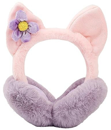YILPA Niedliche Katzenohren-Ohrenschützer, weiche Ohrenwärmer, Winter-Plüsch-Ohrenschützer, Kopfbedeckung, Winter-Accessoires, Mädchen und Frauen, warm halten (lila)