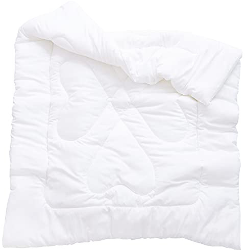 J-pinno Boys Girls Crib Toddler White Comforter Down Alternative Quilt Fluffy Duvet Insert for Spring Autumn Machine Washable (47 X 59, White 2.25 Pound)