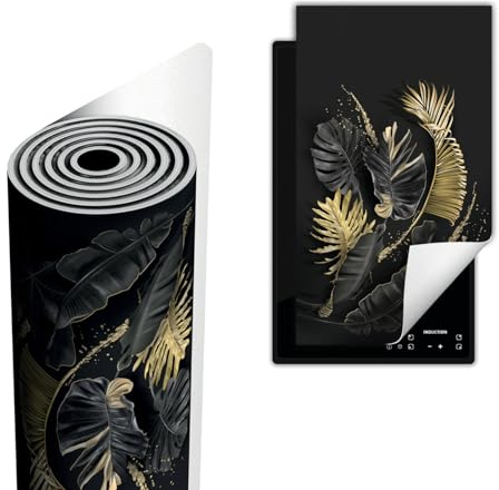 TMK ArtDeko Copri Piano Cottura 30x52 cm Coprifornelli Tappetino per Induzione Fornello Tutto per la Cucina, Tappeto di protezione per fornelli in vinile, Fiori grigi