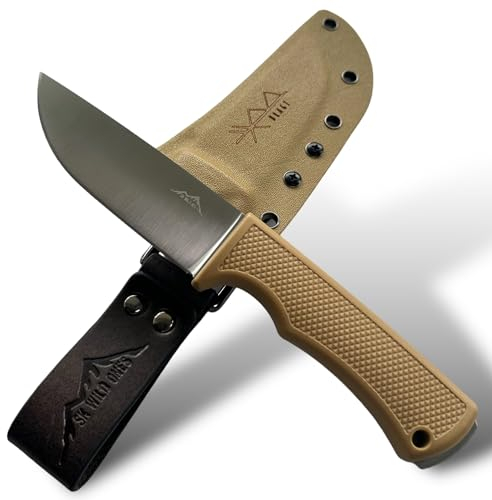 SK Wild Ones® Outdoor Messer Survival - Jagdmesser Feststehende Klinge - Survival Messer Outdoor Echtleder Kydex Dangler - EDC-Messer Outdoormesser Feststehend - Aus 440 C Edelstahl - Braun - Bragi