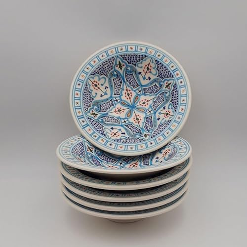 Lot de 6 assiettes Tebsi Marocain turquoise - D 23 cm