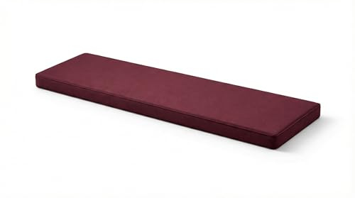 AMANSTYLE LTD Waterproof Bench Cushion 2/3/4 Seater Seat Pads for Outdoor Indoor Garden Kitchen Furniture Lawn & Garden Patio with Removable Cover (Burgundy, 4 Seater - 170cm x 52cm x 6cm thick)
