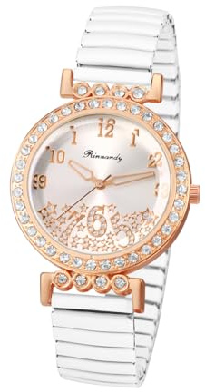 Avaner Women's Elastic Wrist Watches: Rhinestones Stretch Band Easy Reader Analog Quartz Bling Watch with for Women Ladies