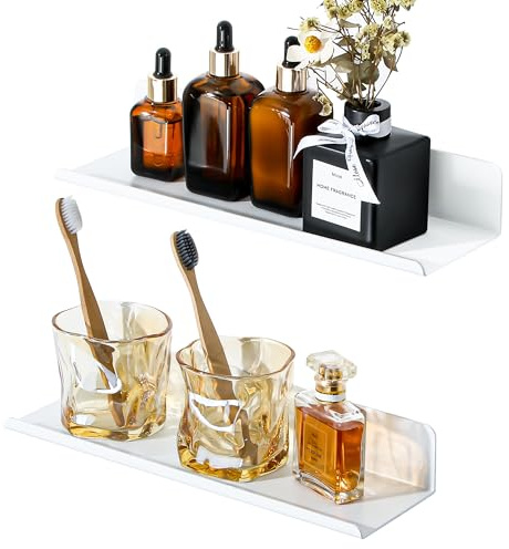 SAYAYO Wandregal Weiß Ohne Bohren 2 Stück Regal Weiß 30cm Schweberegal Selbstklebend Regale für Wände für Wohnzimmer, Schlafzimmer, Küche