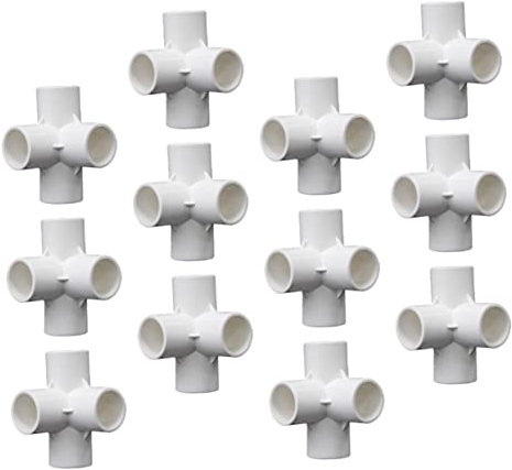 Mobestech 12pcs PVC Right Angle Joint Ways Outlet Tee for Pipe Fittings Greenhouse Shelving
