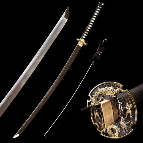 100cm handgefertigtes Samurai-Schwert,Klinge aus Manganstahl und Metallschutz,Scheide aus massivem Holz mit Lack,echtes Katana-Schwert für Selbstverteidigung,Fitness,Requisiten,Kendo-Training,Spielen