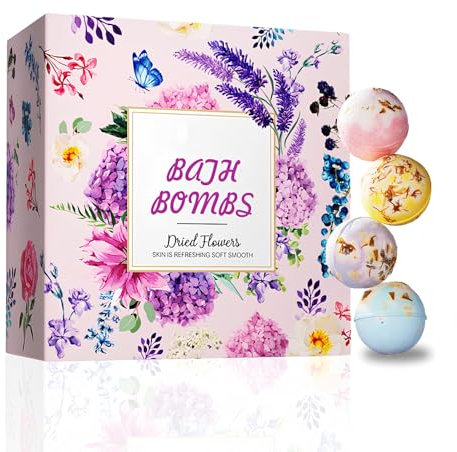 Set Regalo per Bombe da Bagno, 4 Pezzi Palle da Bagno Relax, Palline da Bagno, Set Regalo Palle per Bambini, Colorate Bombe da Bagno Profumate, di Compleanno, Festa Della Mamma