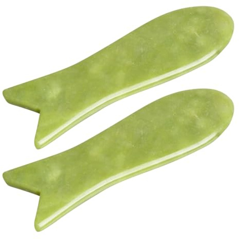 FRCOLOR 2stücke Tragbare Jade Gua Massageplatten Handgehaltene Ganzkörper-massagetools Hochwertigem Jade Für Gesicht Nacken Und Körperpflege