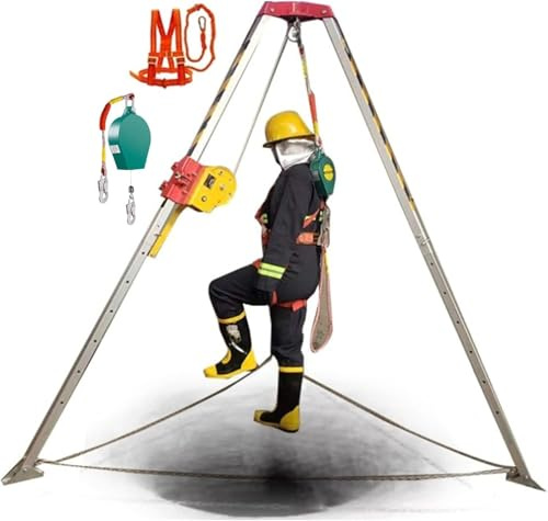 Generisch Rettungsstativ-Hebeausrüstung, Rettungsstativ für beengte Räume, Einstiegsstativ für beengte Räume für Bohrlochköpfe/Kanalisation/unterirdische Höhlen, Feuerwehr-Notfall-Rettungsstativ-Kit,