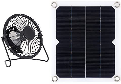 Solar Fan, Solar Exhaust Fan Solar Attic Fan with Fan and 2 and 4 Suction Cup 10W Solar Panel with Cooling Fan Photovoltaic Solar Panel for Home Pet Dog House Greenhouses