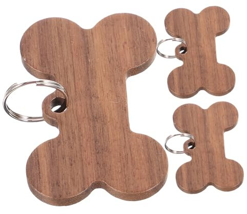 HEMOTON 3stücke Hundemarken in Knochenform Personalisierte Hundemarken Mit Gravur Für Haustiere Kleine Hundehalsbandanhänger Aus Holz