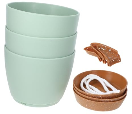 HEMOTON Macetas Absorbentes De Agua Automáticas 3 Unidades con Drenaje Pequeñas Macetas Autorriego para Plantas De Interior Mini Macetas De Terracota para Exteriores Autorriego